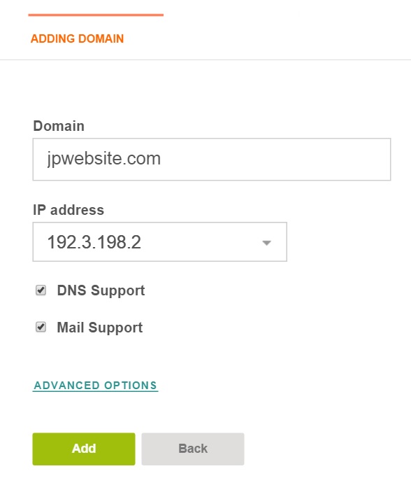 Enter domain details